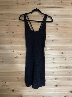 Black Crochet Midi Dress with Double Strap Detail